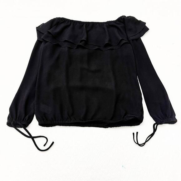 Michael Kors Black Ruffle Bohemian Top Size Small Mint Condition - Picture 2 of 6